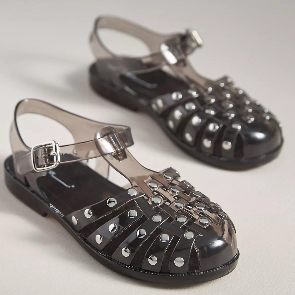 Anthropologie Ellery Transparent Sandals with Silver Accents